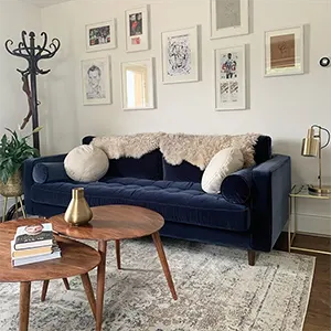 Scott Navy Velvet 2.5 Seater Sofa